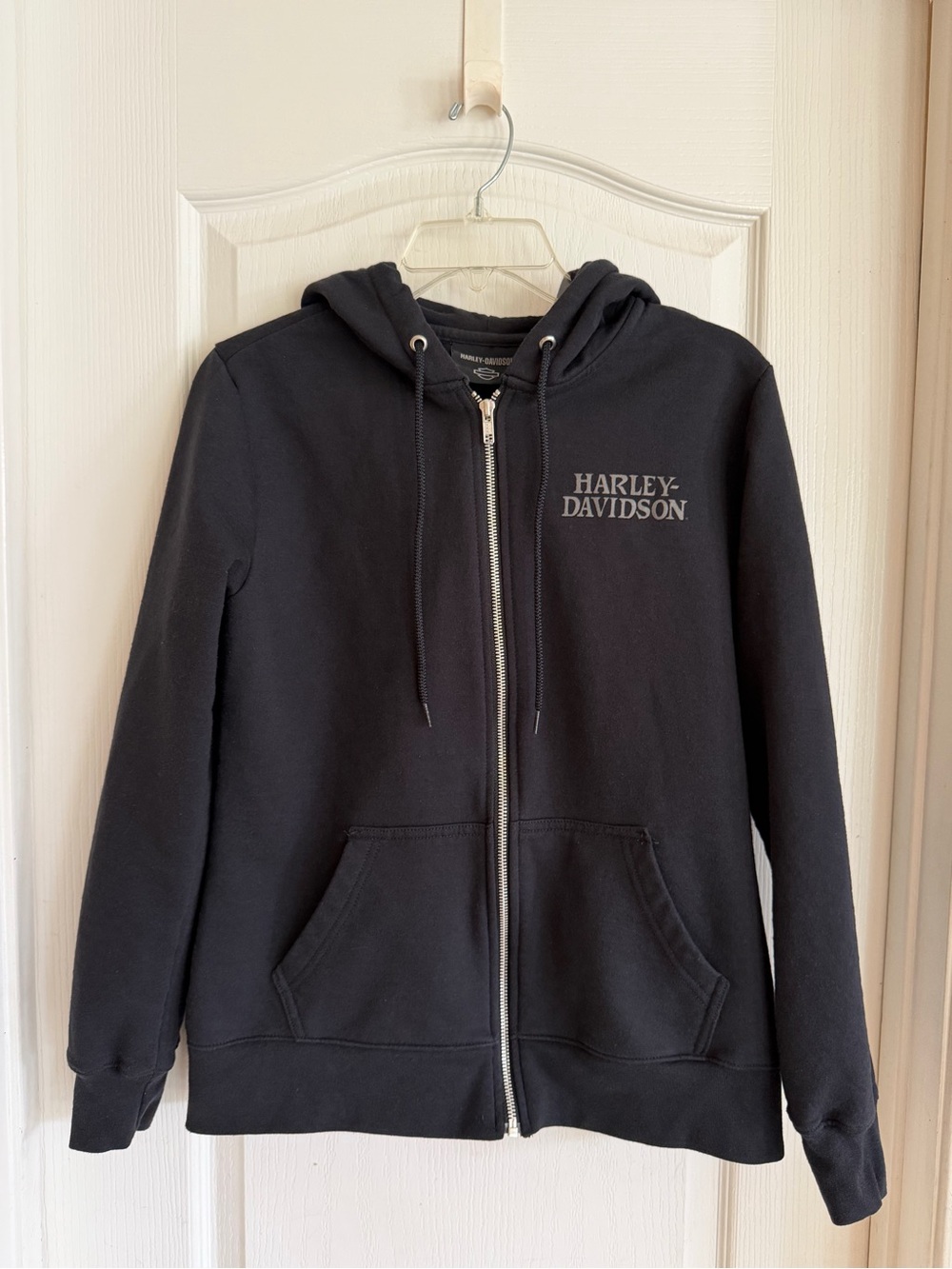 Harley-Davidson Black Zip-Up Hoodie with Skull and Logo